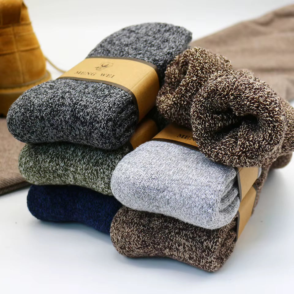 3/5 Pair Winter Men'S Merino Wool Socks Super Thick Warm High Quality Harajuku Retro Snow Casual Antifreeze Cashmere Socks Men