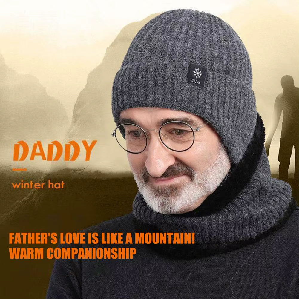 Men Winter Knitted Hat Plush Warmth Peaked Cap Outdoor Earmuff Casual Fashion Faux Fur Lined Bomber Hats Cycling Ear Protection