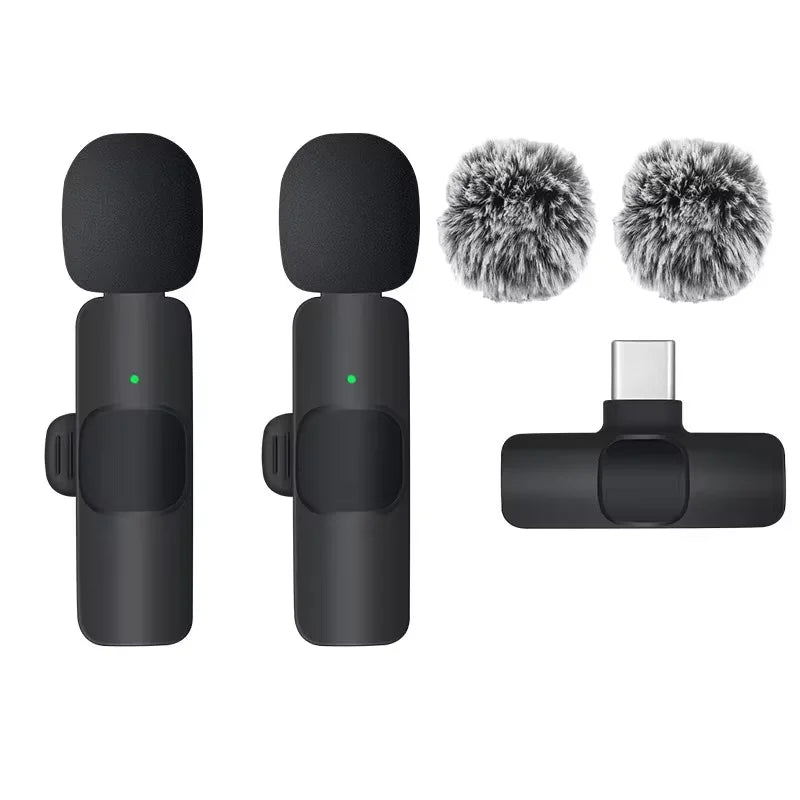 2.4G Wireless Lavalier Microphone Portable Audio Video Recording for Iphone Android Live Broadcast Gaming Phone