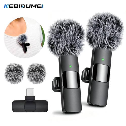 2.4G Wireless Lavalier Microphone Portable Audio Video Recording for Iphone Android Live Broadcast Gaming Phone
