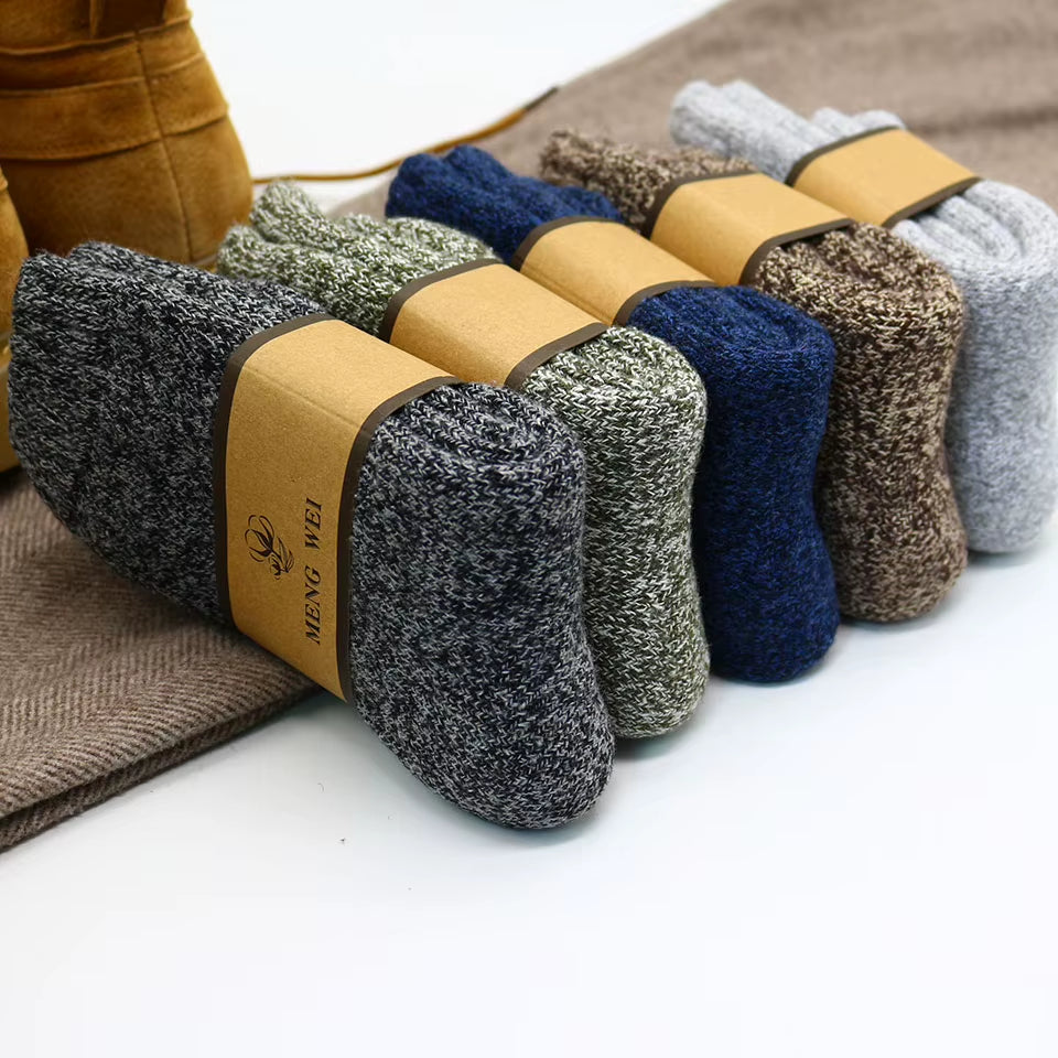 3/5 Pair Winter Men'S Merino Wool Socks Super Thick Warm High Quality Harajuku Retro Snow Casual Antifreeze Cashmere Socks Men