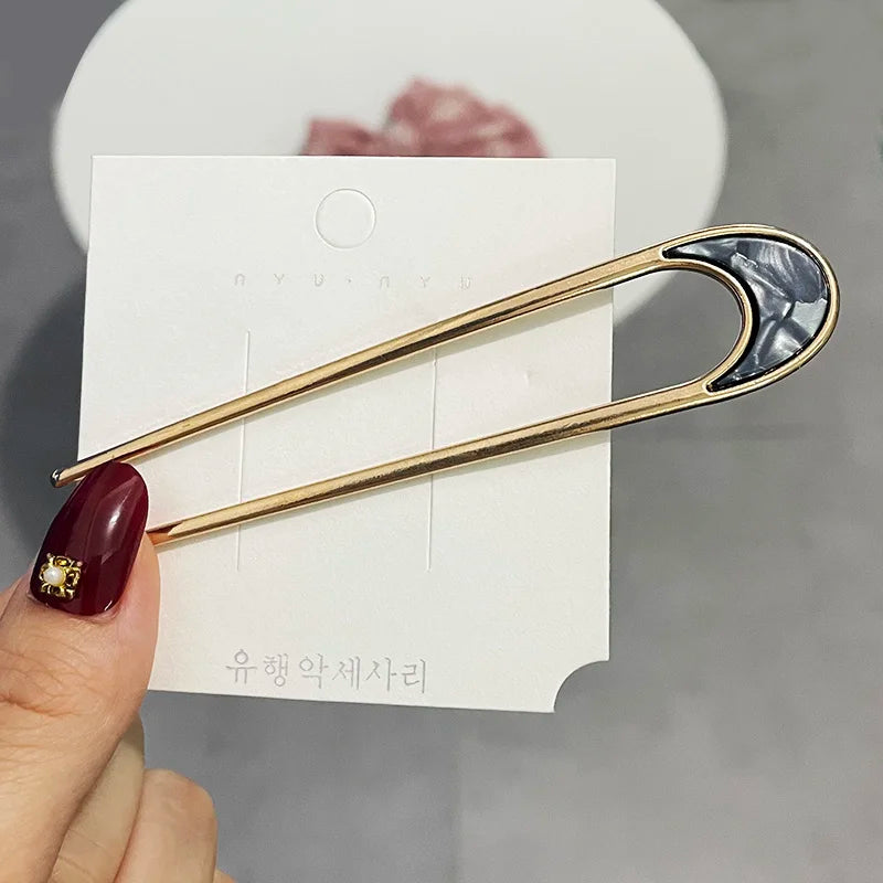 U-Shaped Hair Fork Fashion Tortoiseshell Acetate Hairpin Women Geometric Headwear Hair Sticks Girls New Hair Clips Accessories
